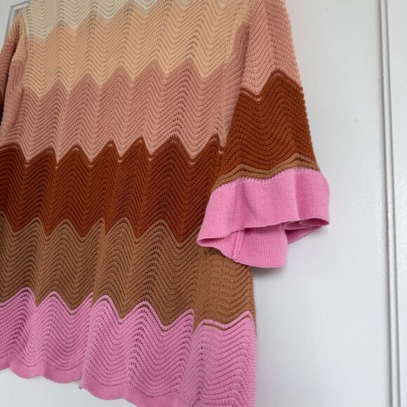 NWT Sandro Amos Knit Cardigan Cropped Multicolored Chevron Pattern Button Front - Picture 8 of 8